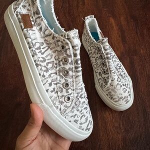 Blowfish White and Gray Canvas Sneakers